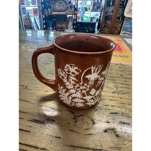 Vintage Brown Flower Mug Japan